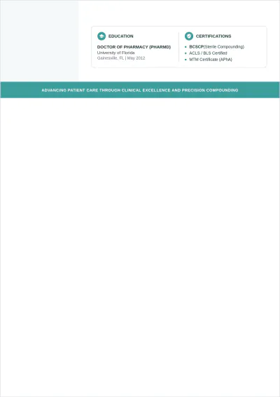 Free Home Infusion Pharmacist ATS Resume Template, AI Resume Builder