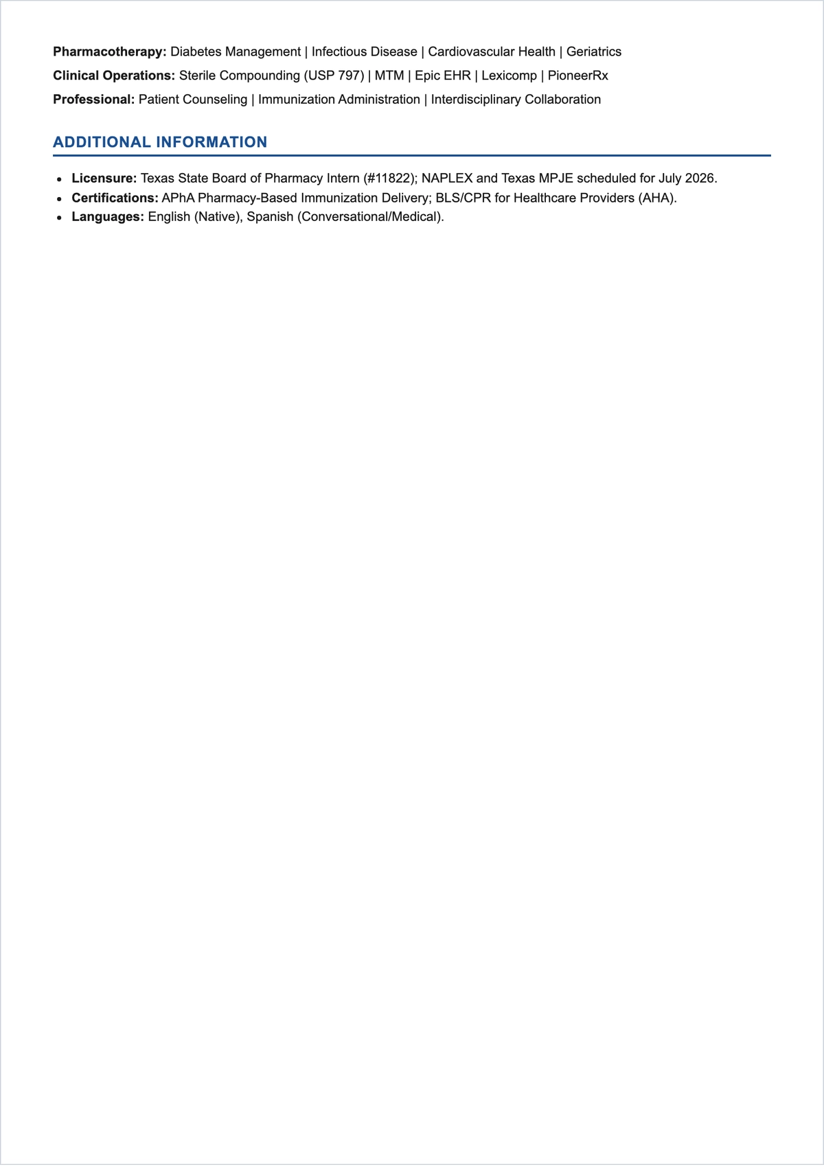 Free Graduate Pharmacist ATS Resume Template, AI Resume Builder
