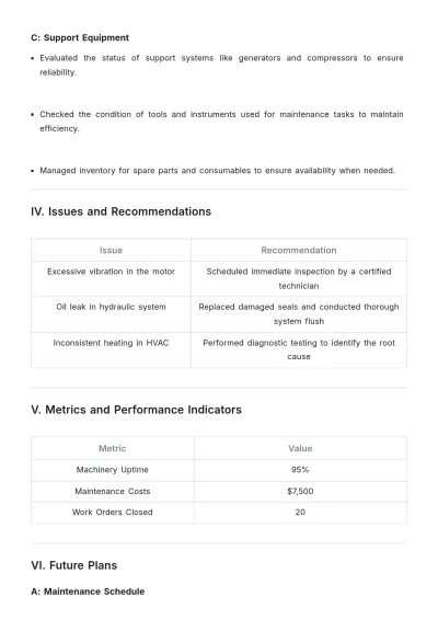 Free Weekly Maintenance Report Template to Edit Online