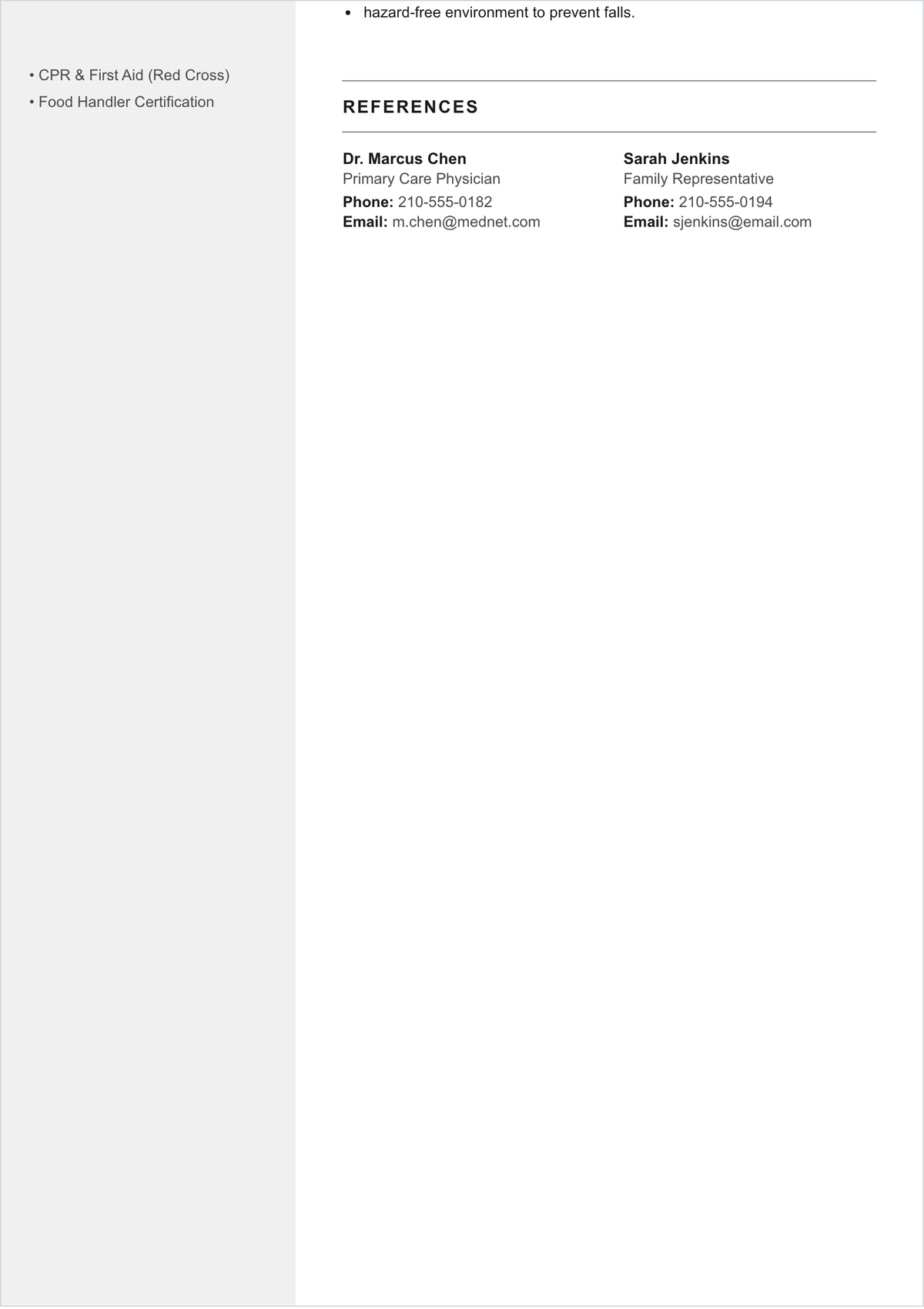 Free Private Duty Caregiver ATS Resume Template, AI Resume Builder