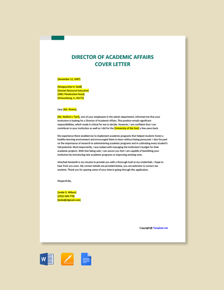 academic director cover letter examples