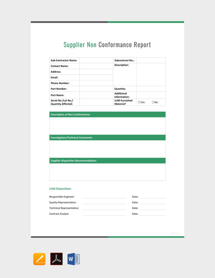 Quality Non Conformance Report Template