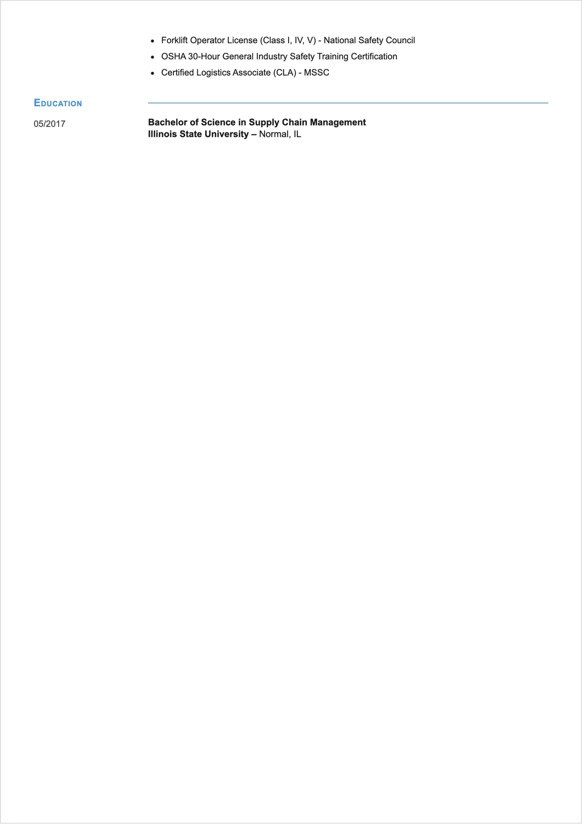 Free Warehouse Administrator ATS Resume Template, AI Resume Builder