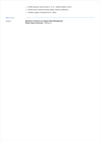 Free Warehouse Administrator ATS Resume Template, AI Resume Builder