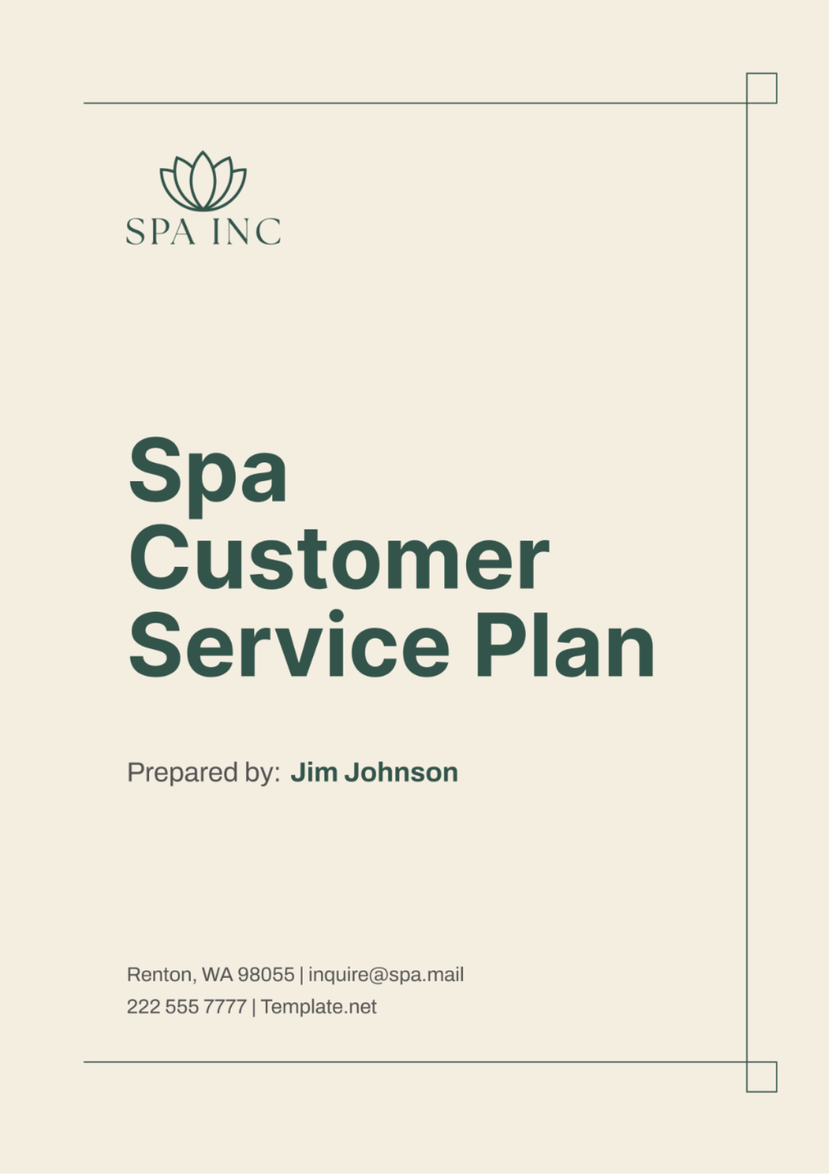 Spa Customer Service Plan Template - Edit Online & Download