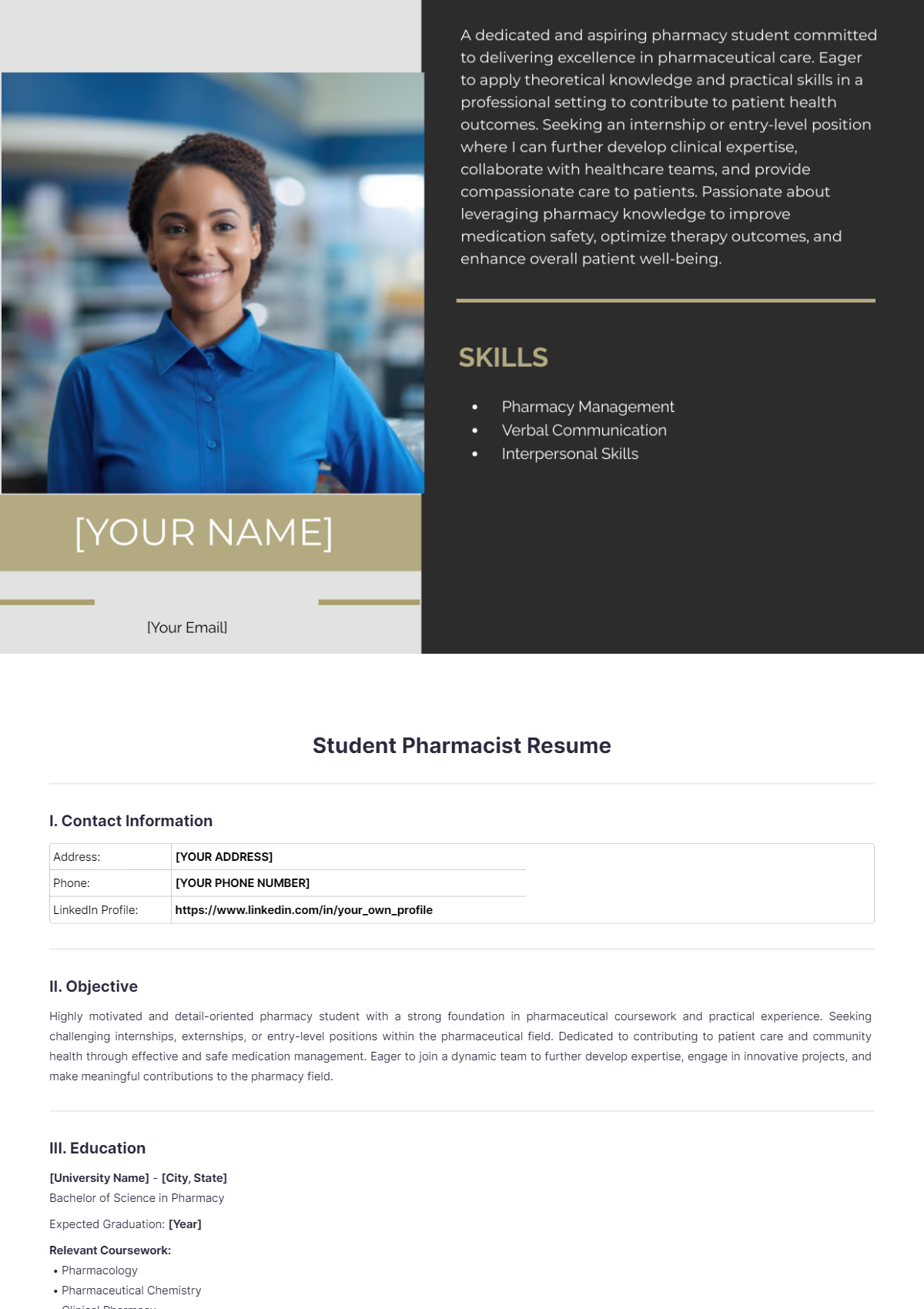 Student Pharmacist Resume - Edit Online & Download