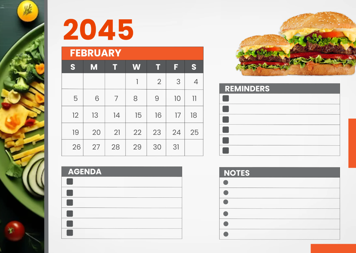 Free Restaurant Event Desk Calendar Template to Edit Online