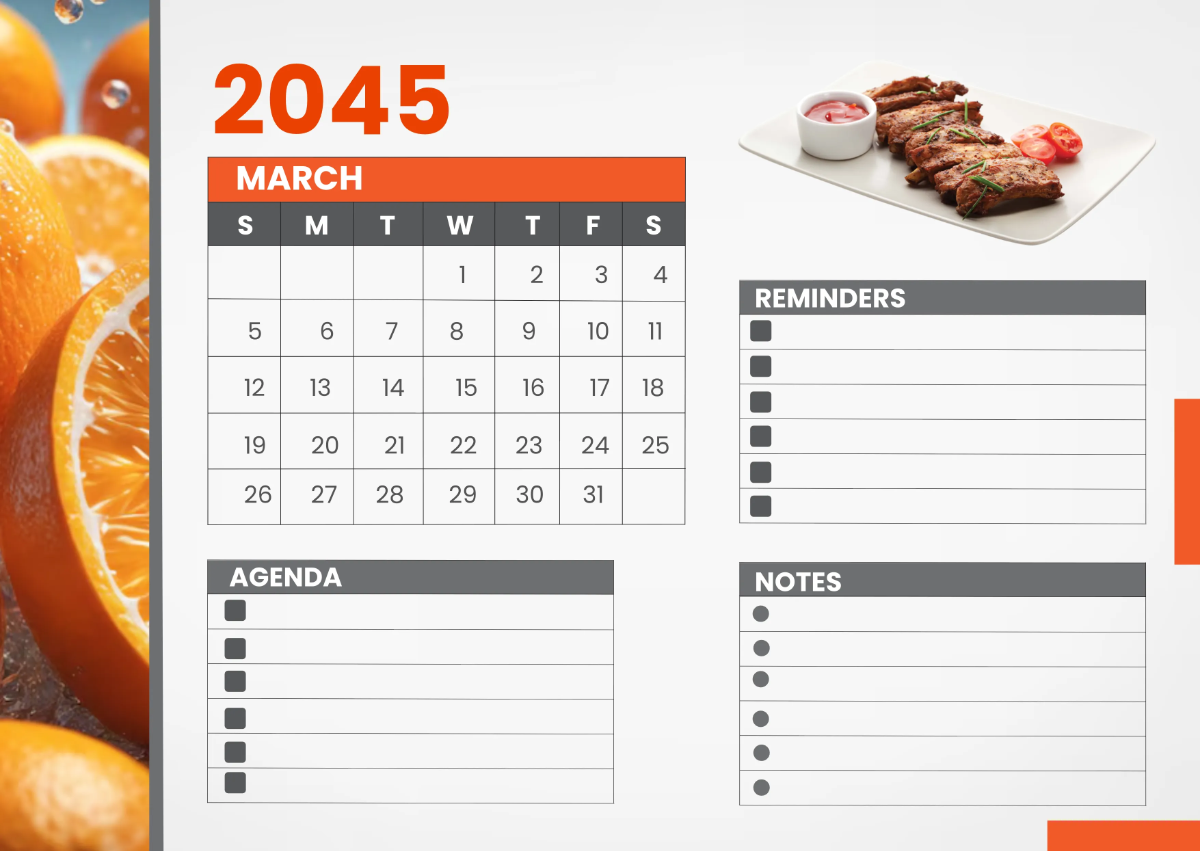 Free Restaurant Event Desk Calendar Template to Edit Online