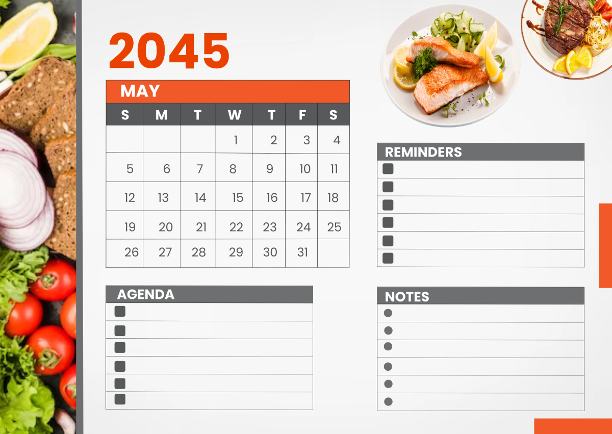 Free Restaurant Event Desk Calendar Template to Edit Online