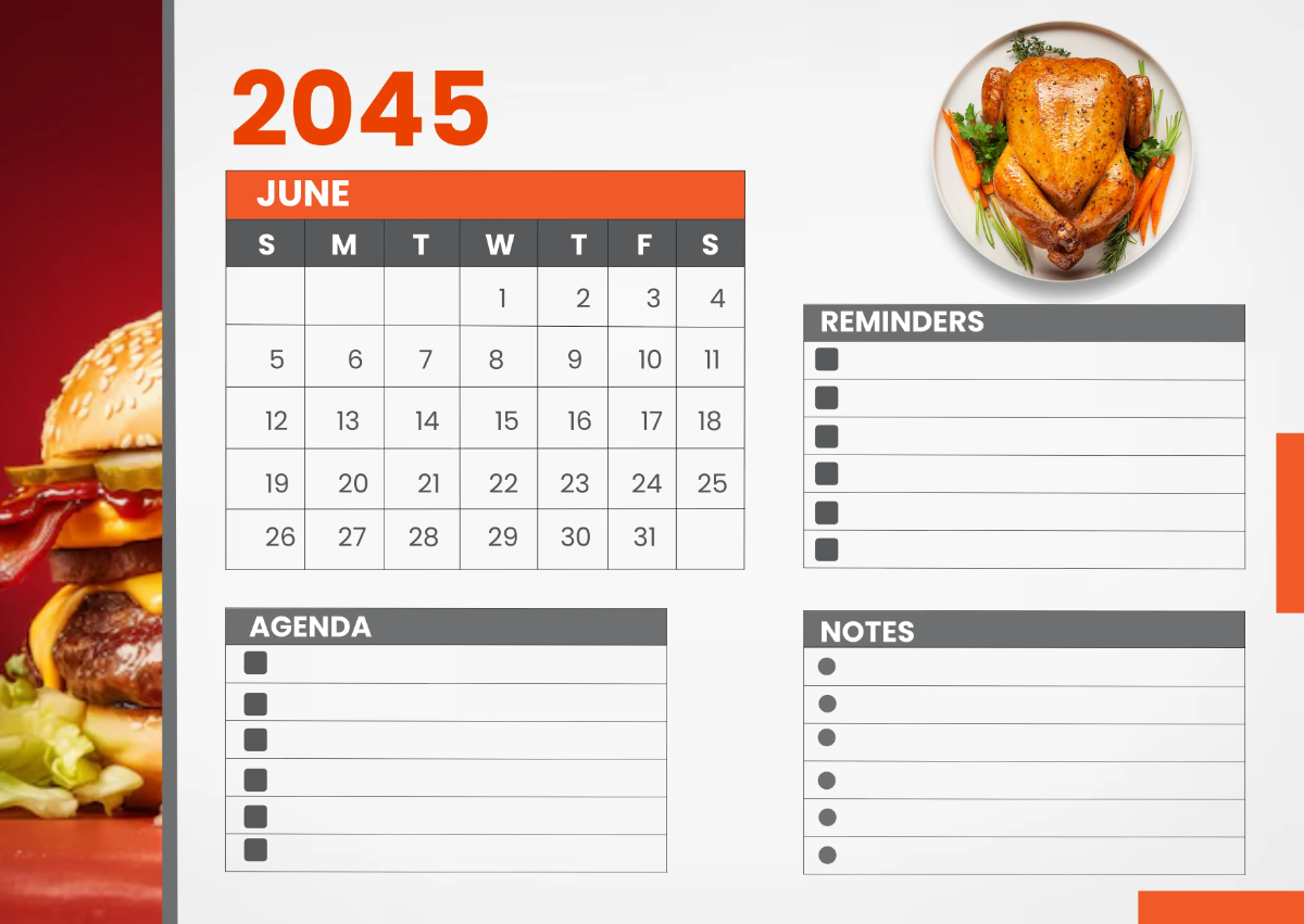 Free Restaurant Event Desk Calendar Template to Edit Online
