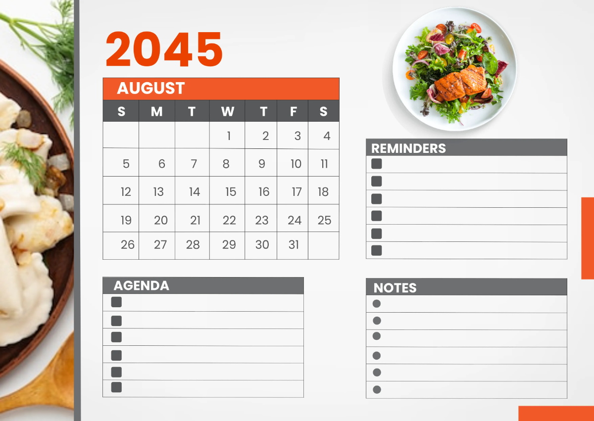Free Restaurant Event Desk Calendar Template to Edit Online