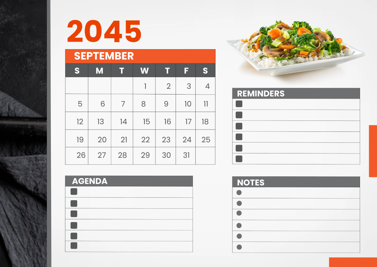 Free Restaurant Event Desk Calendar Template to Edit Online