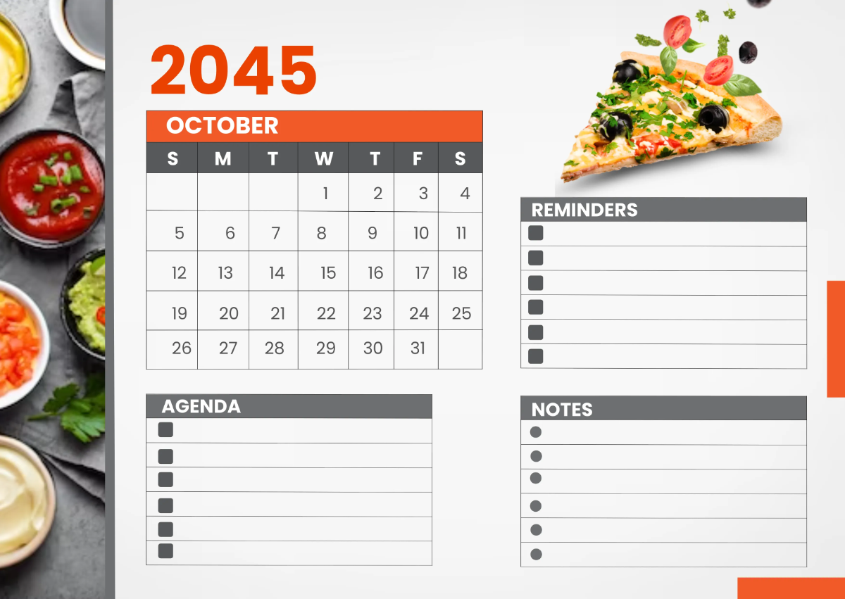 Free Restaurant Event Desk Calendar Template to Edit Online