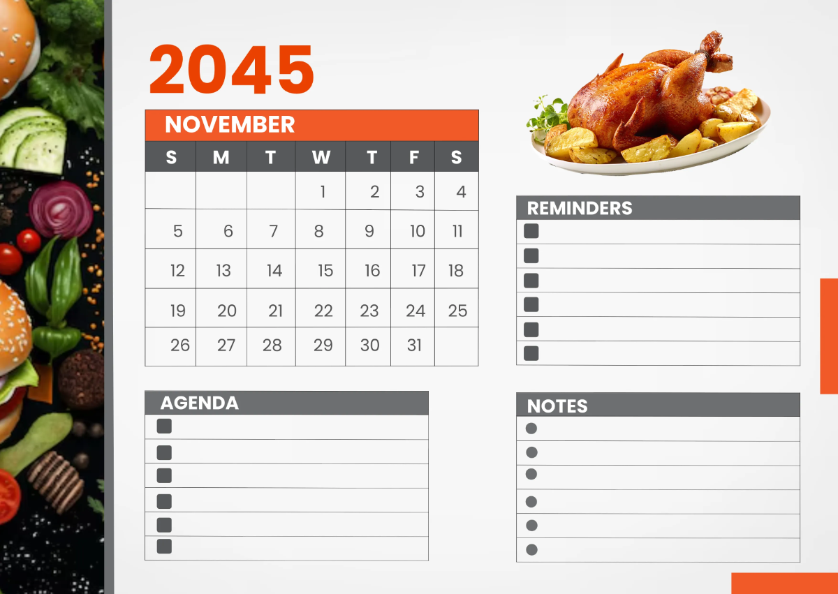 Free Restaurant Event Desk Calendar Template to Edit Online