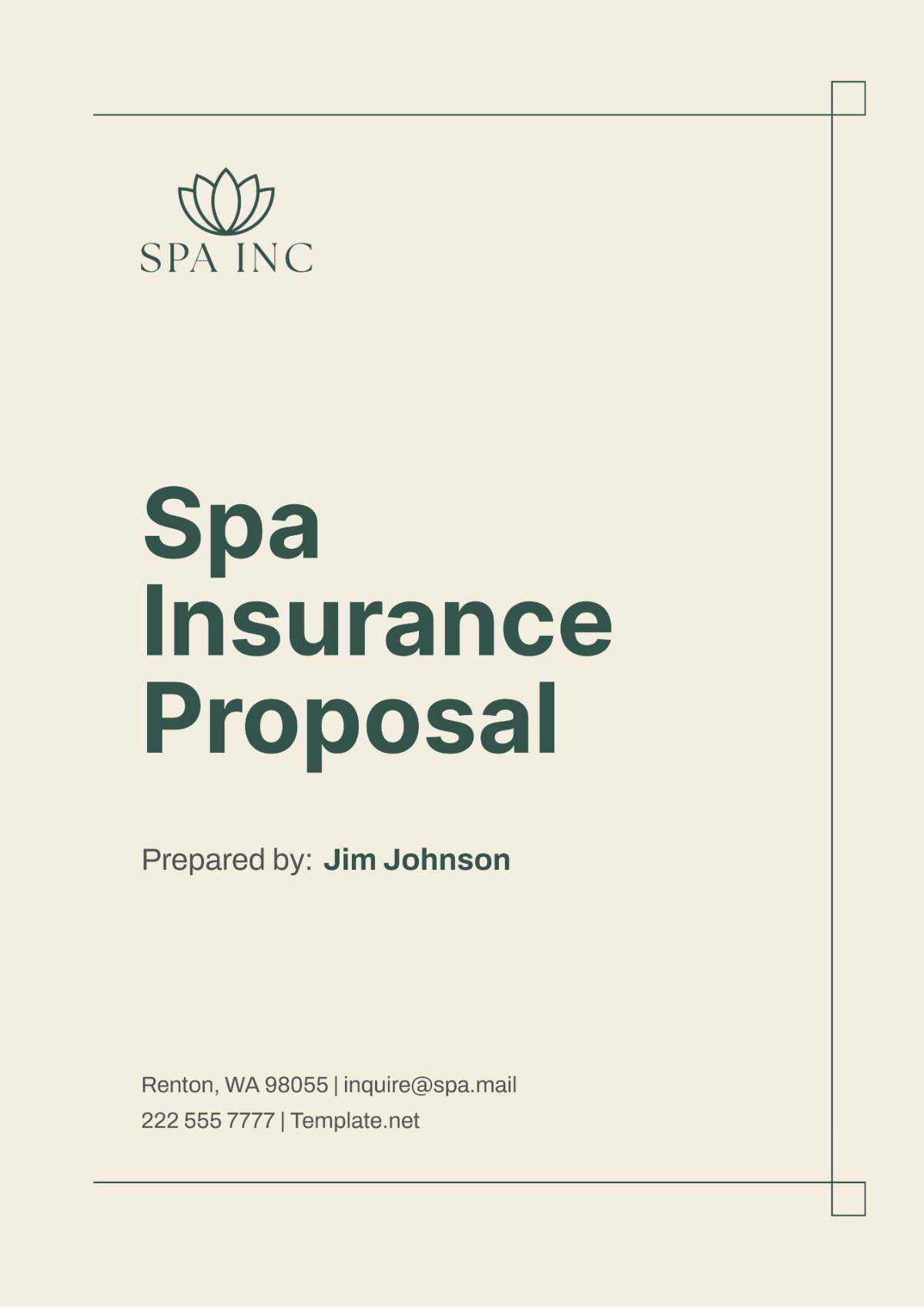 Spa Insurance Proposal Template - Edit Online & Download