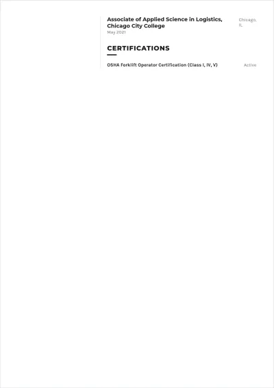 Free Warehouse Worker ATS Resume Template, AI Resume Builder