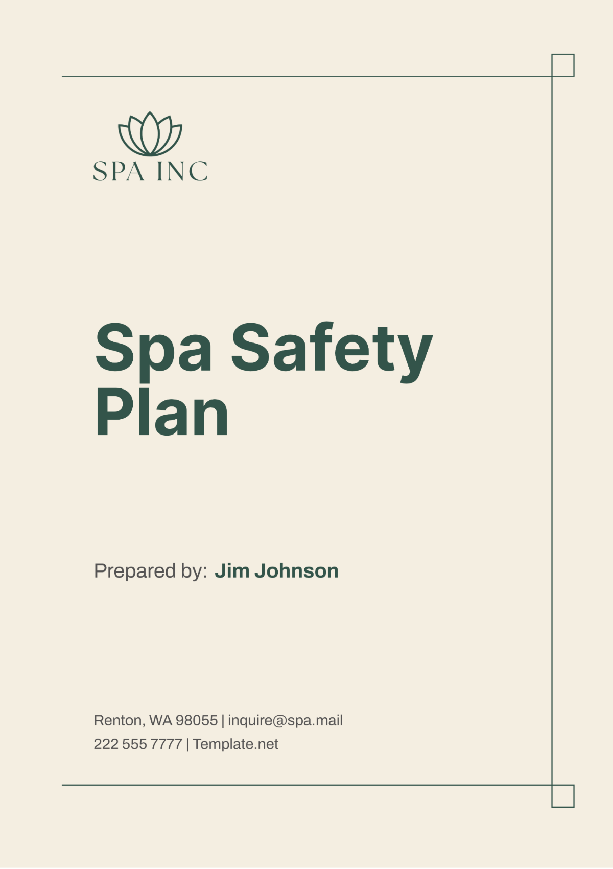 Spa Safety Plan Template - Edit Online & Download