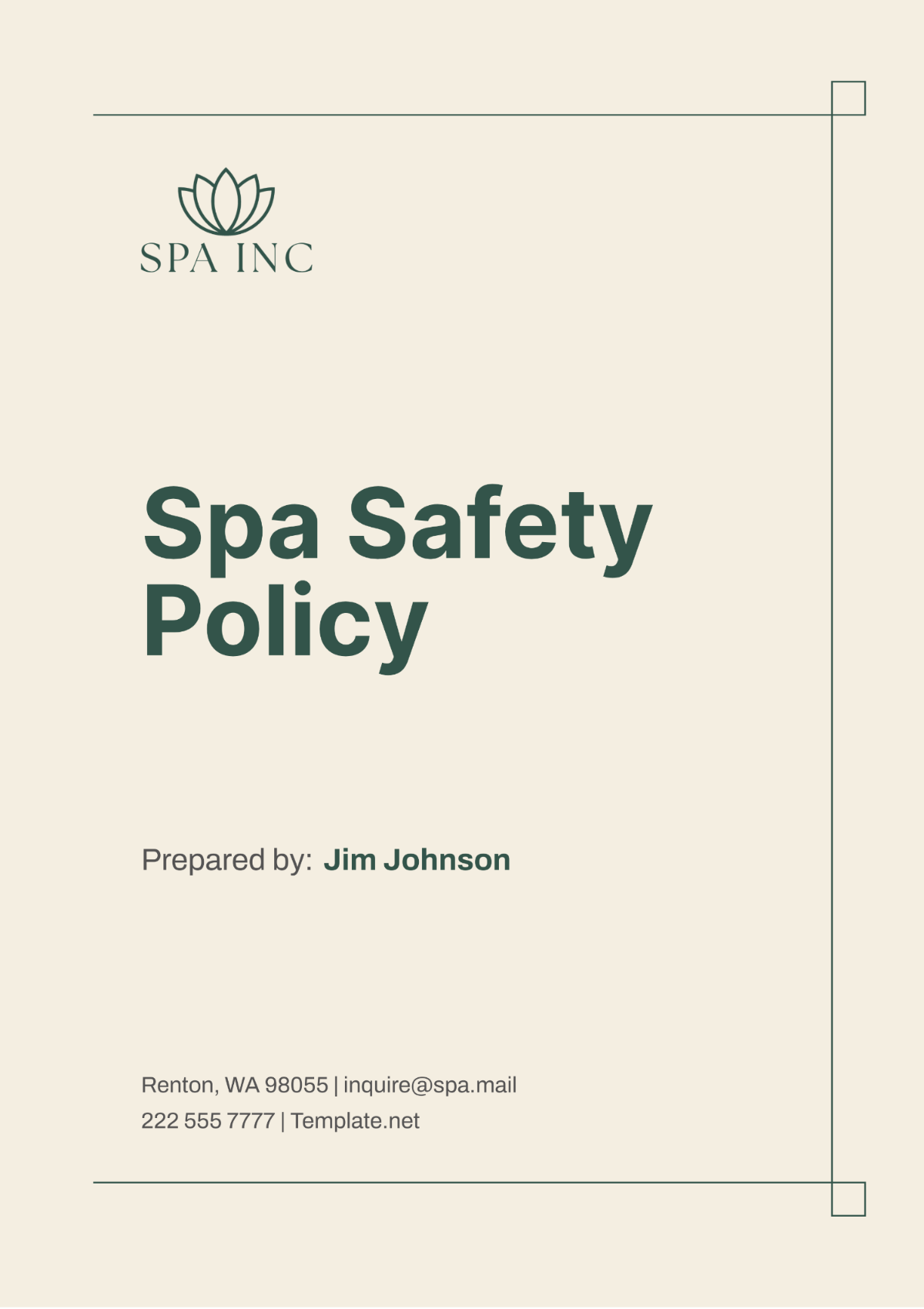 Spa Safety Policy Template - Edit Online & Download