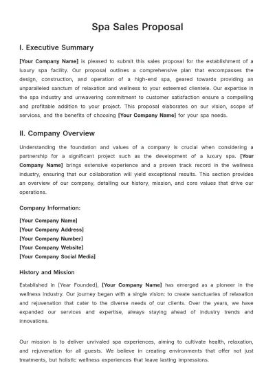 Free Spa Sales Proposal Template to Edit Online