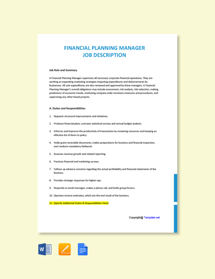 Financial Planner Job Description Cloudshareinfo