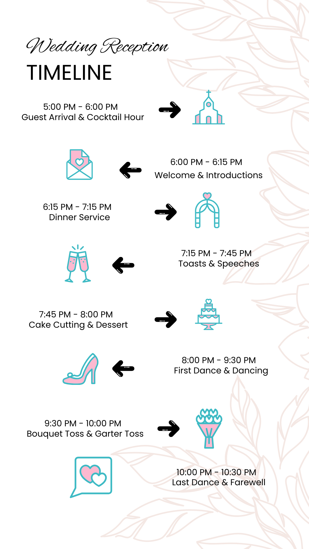 Free Wedding Reception Timeline Template to Edit Online