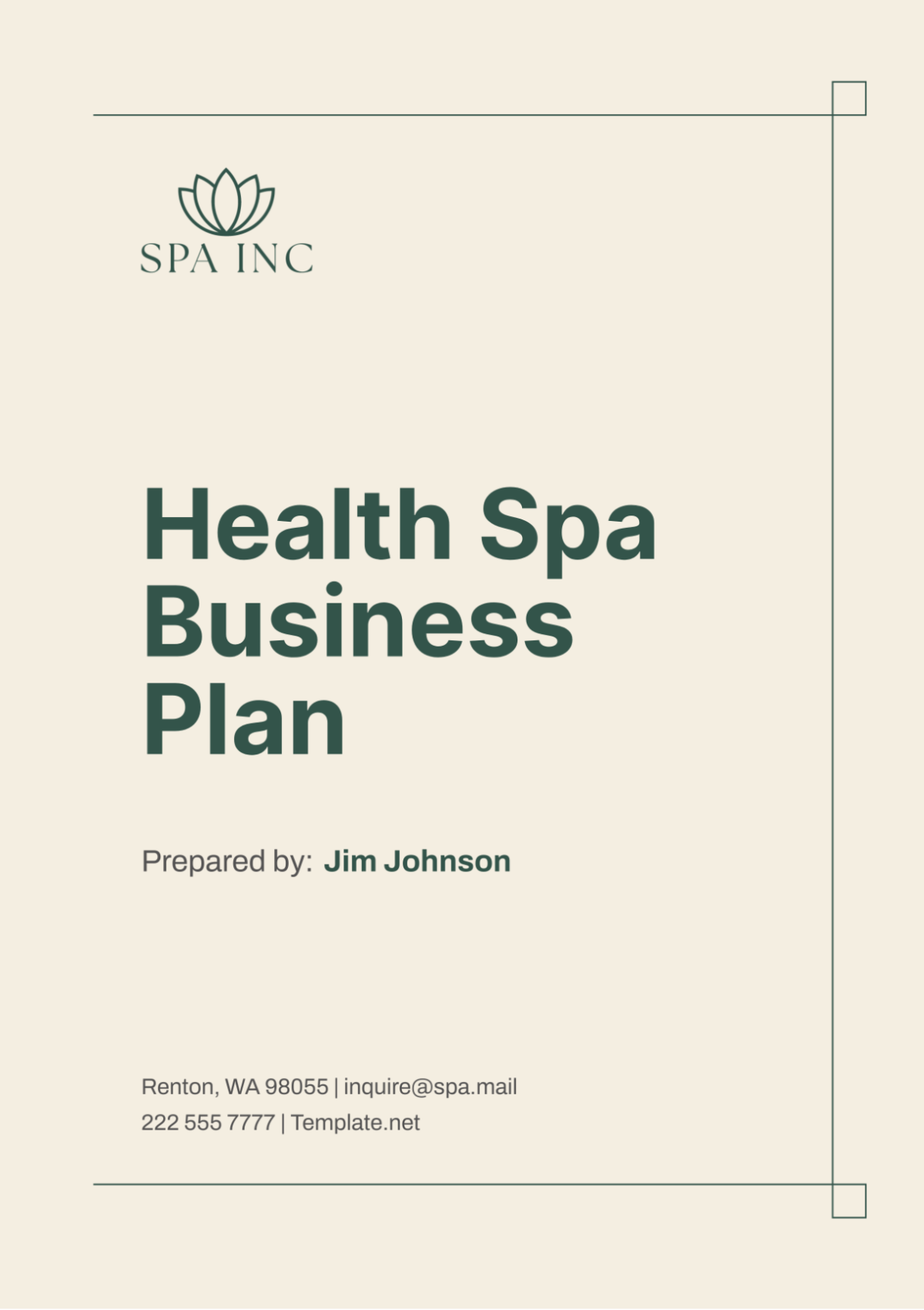 Health Spa Business Plan Template - Edit Online & Download