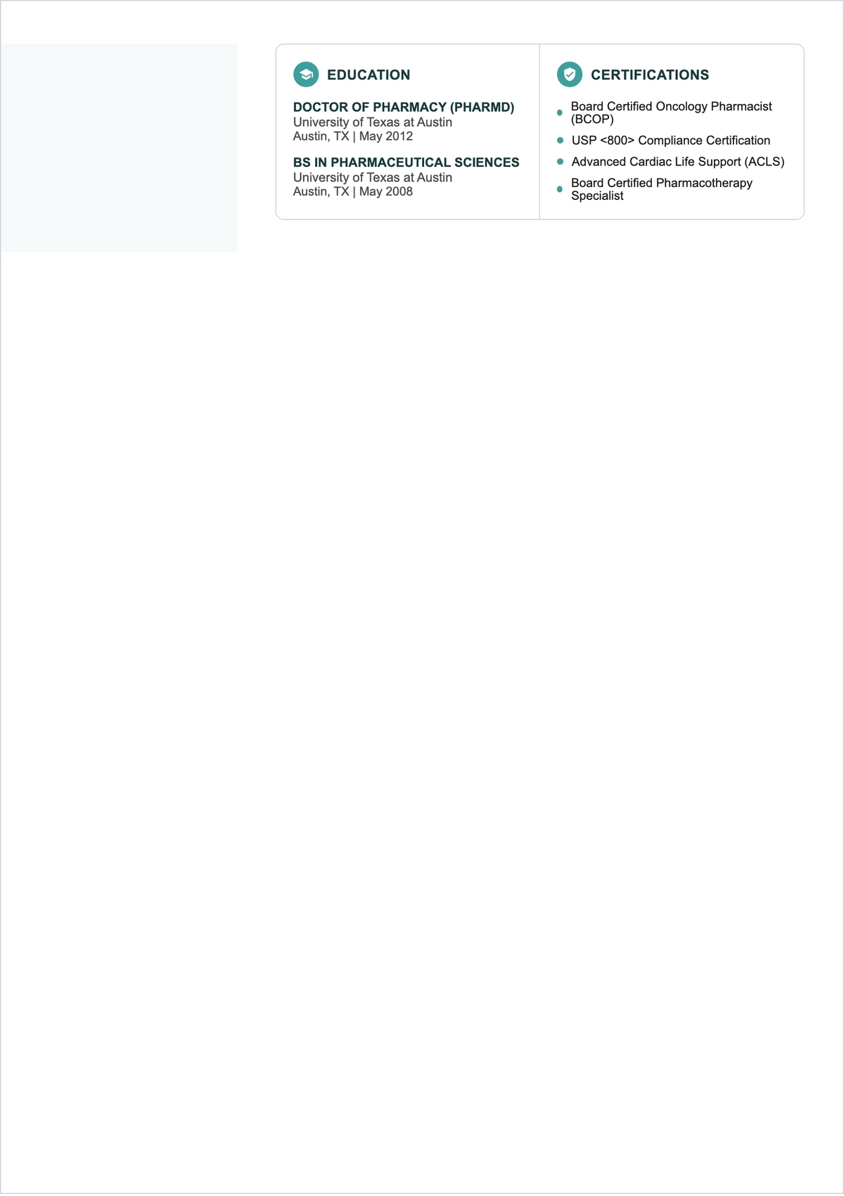 Free Oncology Pharmacist ATS Resume Template, AI Resume Builder