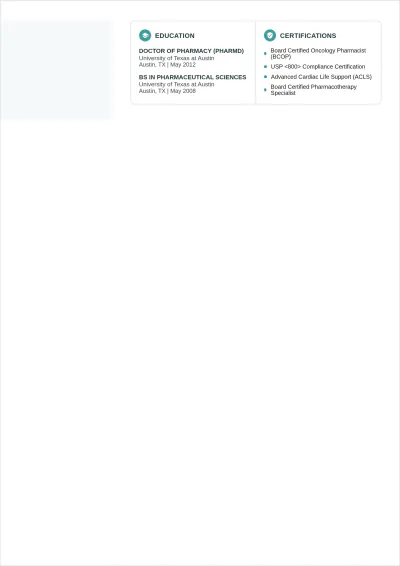 Free Oncology Pharmacist ATS Resume Template, AI Resume Builder