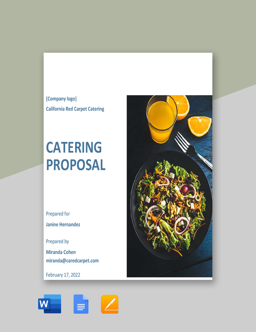 Sample Catering Proposal Template in Word, Google Docs, Apple Pages