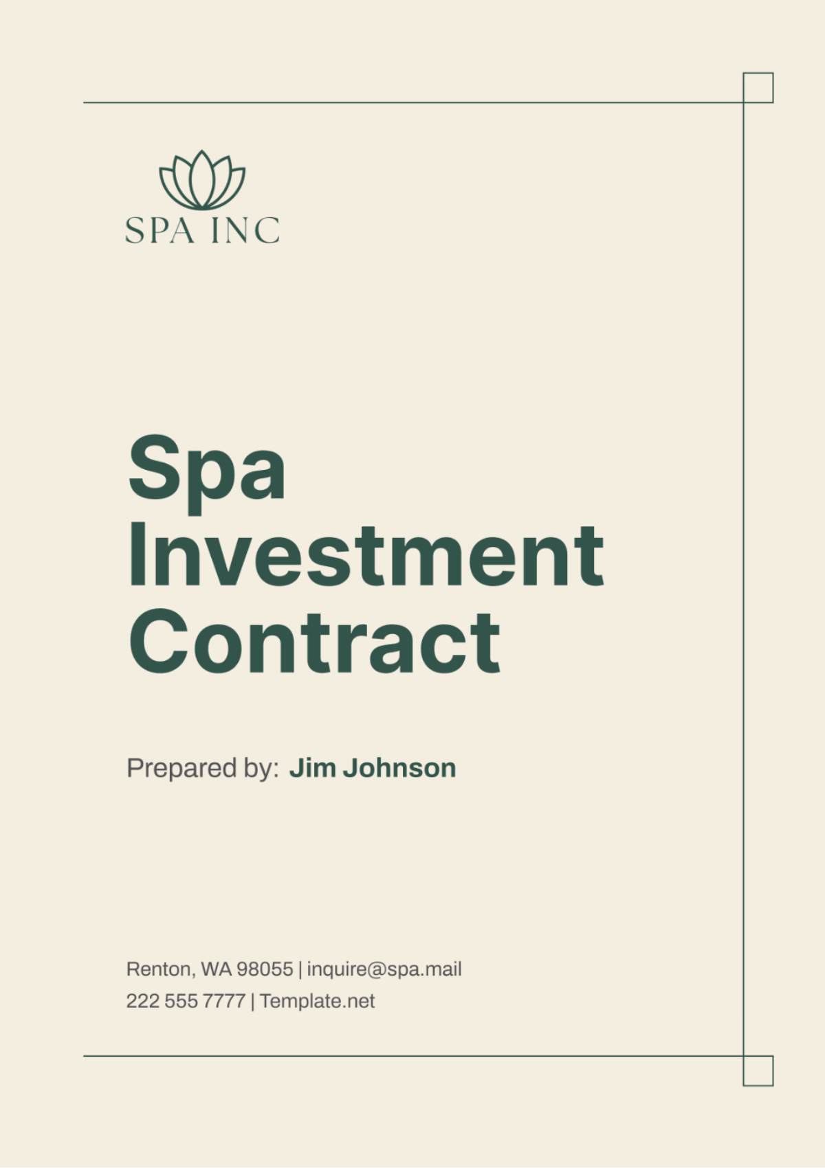 Spa Investment Contract Template - Edit Online & Download