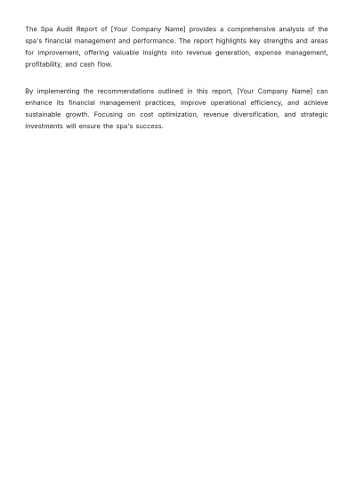 Free Spa Audit Report Template to Edit Online