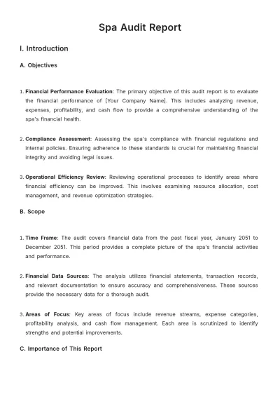 Free Spa Audit Report Template to Edit Online