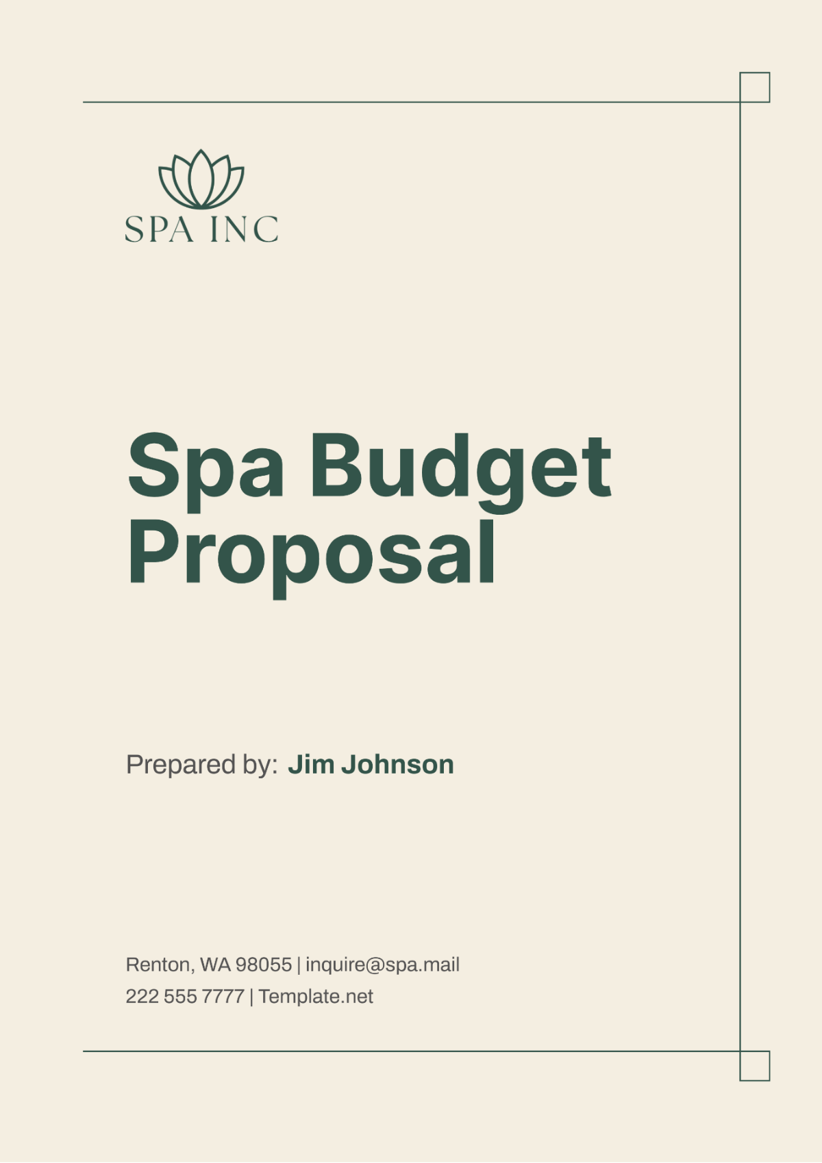 Spa Budget Proposal Template - Edit Online & Download