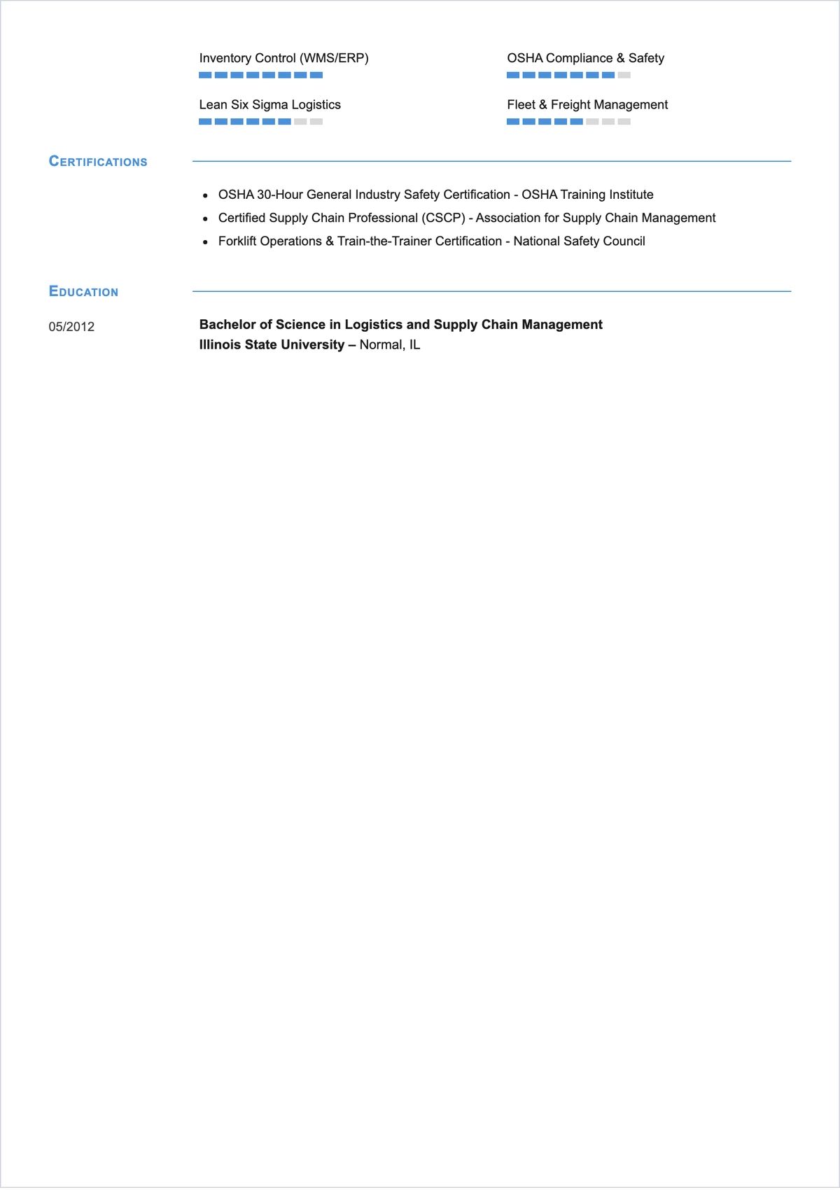 Free Warehouse Manager ATS Resume Template, AI Resume Builder