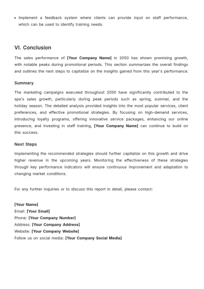 Free Spa Sales Report Template to Edit Online