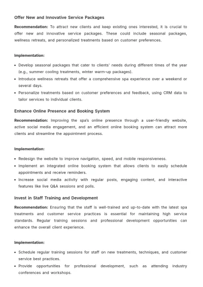 Free Spa Sales Report Template to Edit Online