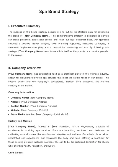 Free Spa Brand Strategy Template to Edit Online