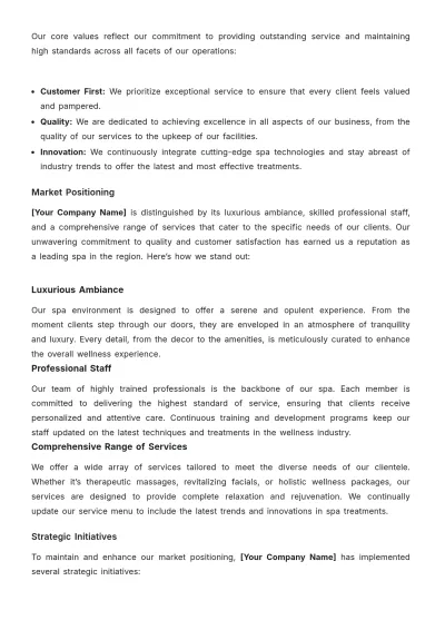 Free Spa Brand Strategy Template to Edit Online