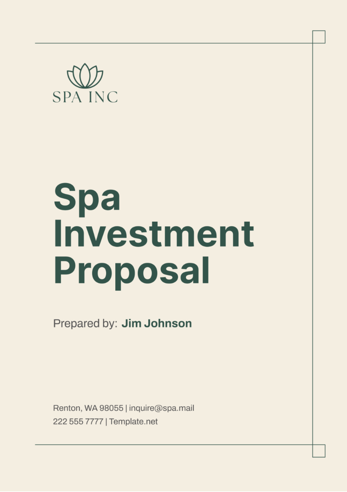 Spa Investment Proposal Template - Edit Online & Download