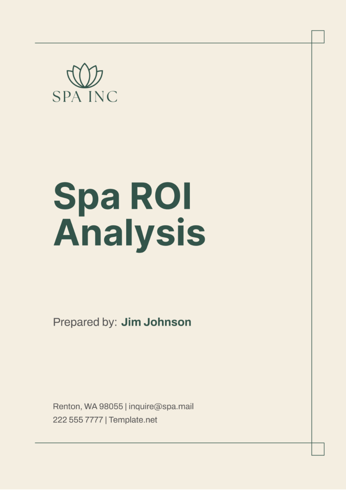 Spa ROI Analysis Template - Edit Online & Download