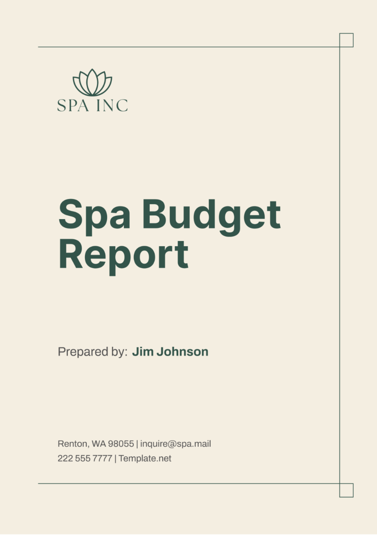 Spa Budget Report Template - Edit Online & Download