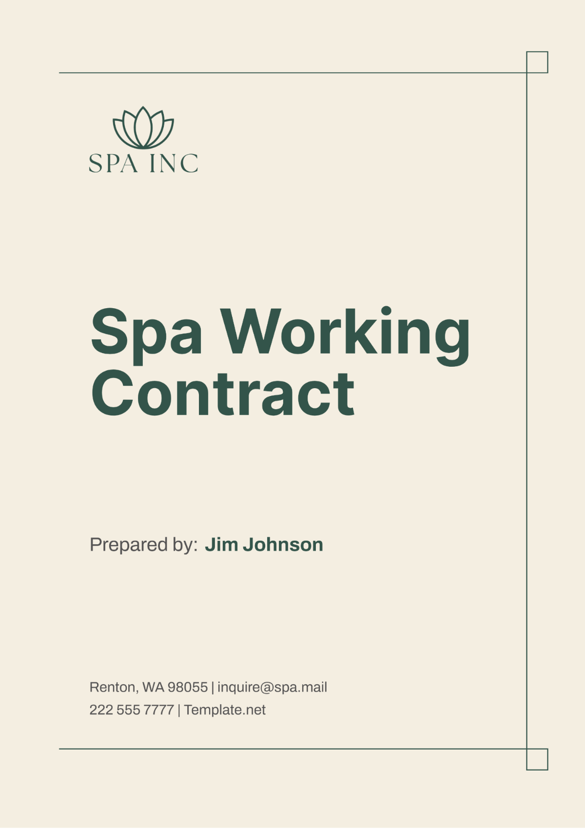 Spa Working Contract Template - Edit Online & Download