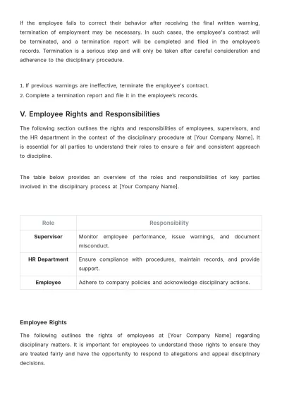 Free Spa Disciplinary Procedure Template to Edit Online