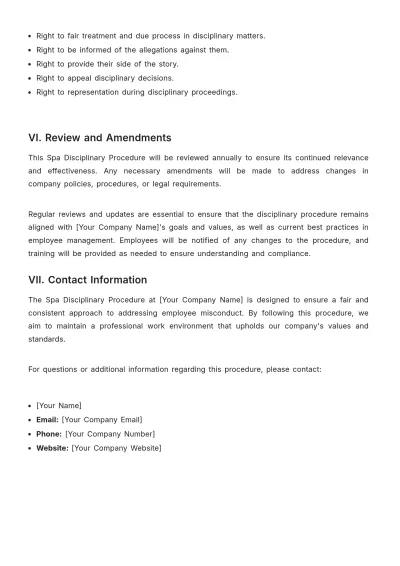 Free Spa Disciplinary Procedure Template to Edit Online