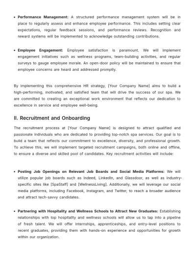 Free Spa HR Strategy Template to Edit Online