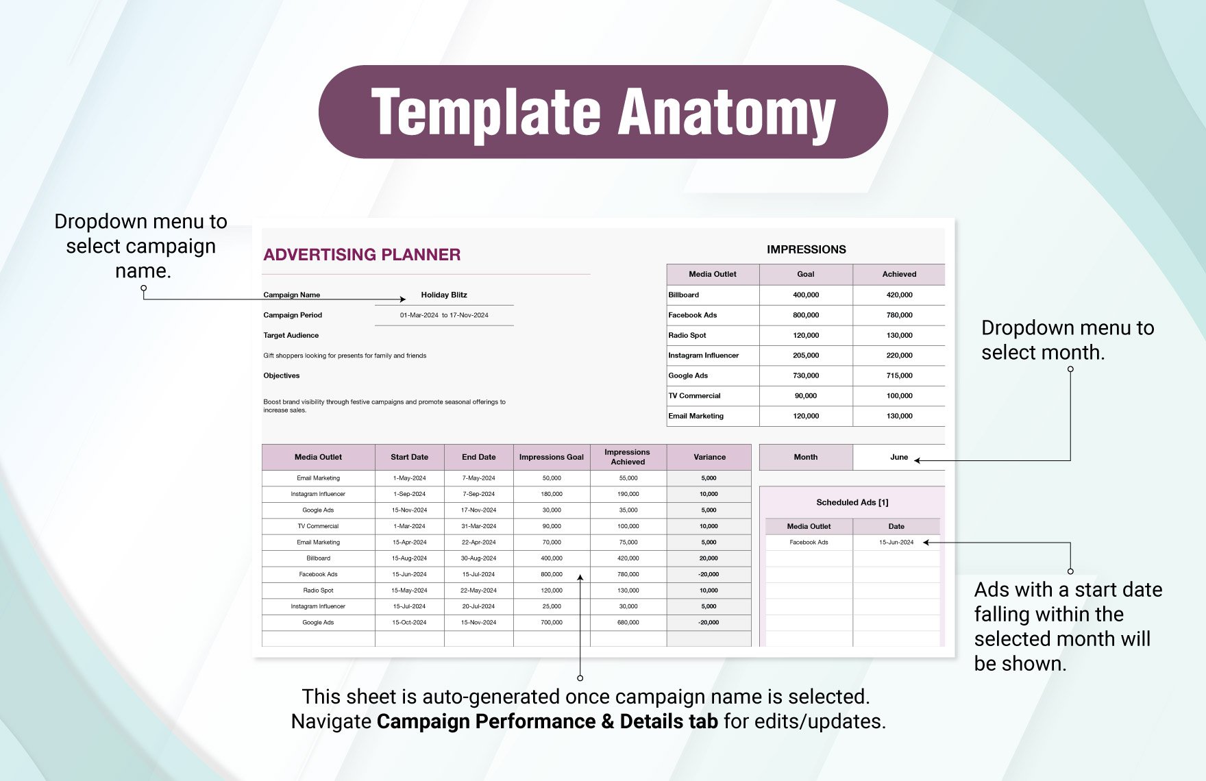 Advertising Impressions Planner Template