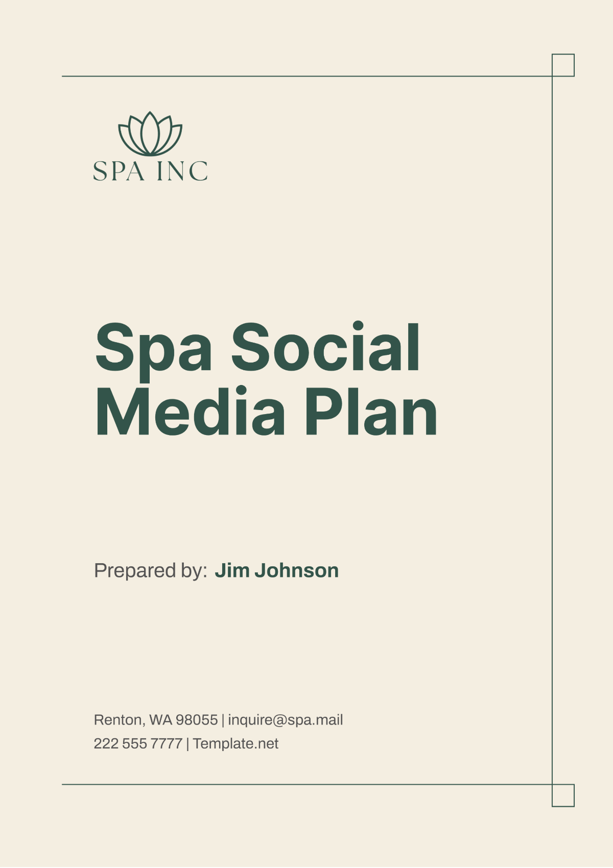 Spa Social Media Plan Template - Edit Online & Download