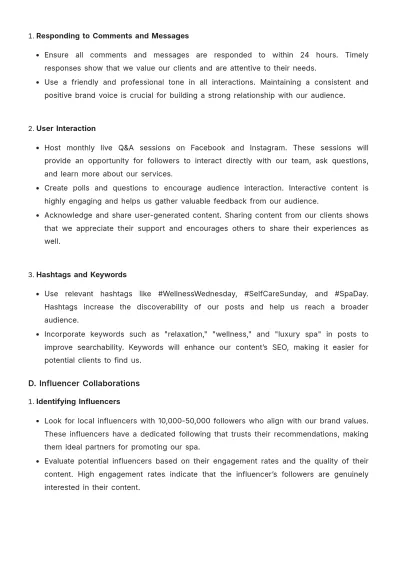 Free Spa Social Media Plan Template to Edit Online