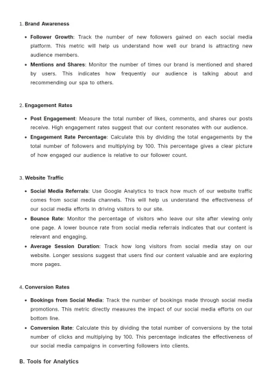 Free Spa Social Media Plan Template to Edit Online