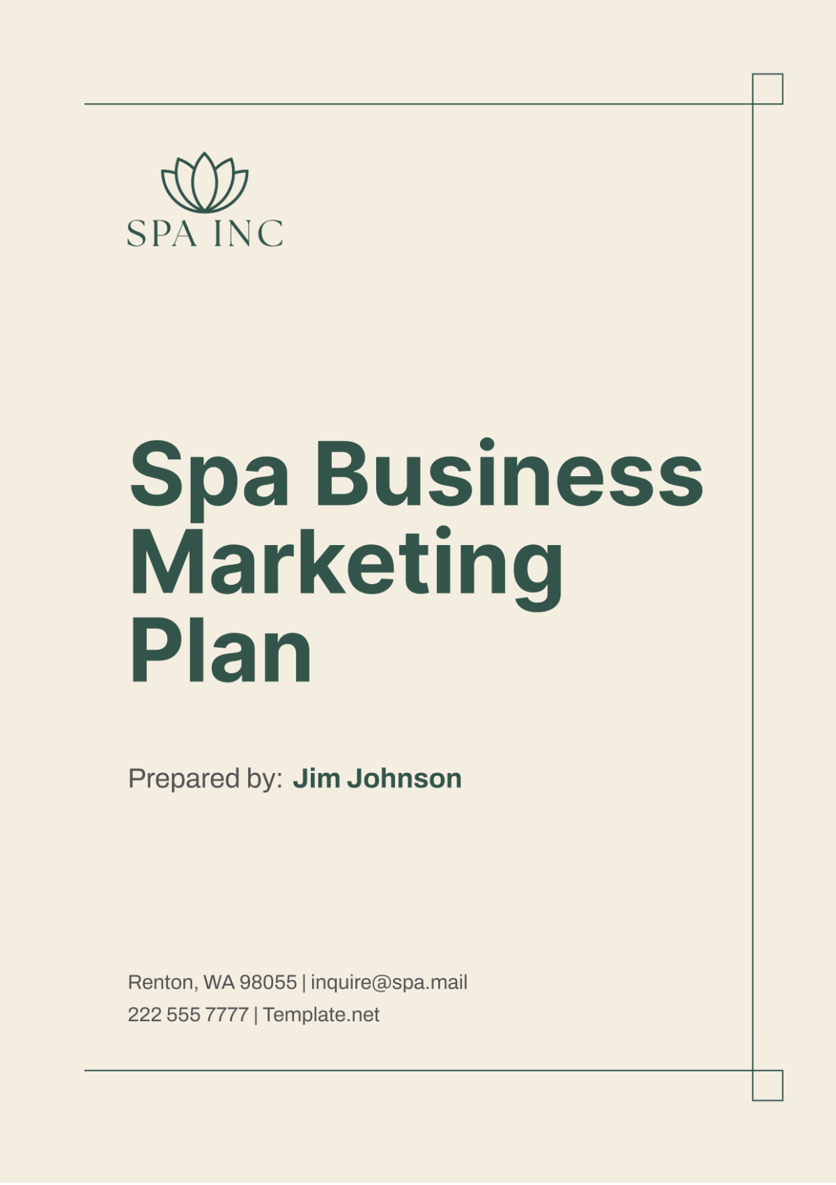 Spa Business Marketing Plan Template - Edit Online & Download